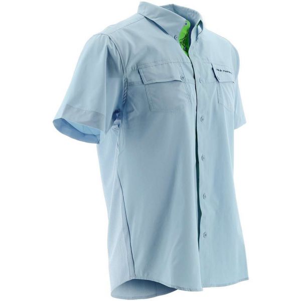 Huk Phenom Short Sleeve Woven Shirt - Ice Blue - Small