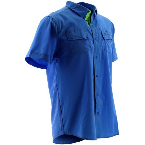 Huk Phenom Short Sleeve Woven Shirt - Royal - 3X-Large