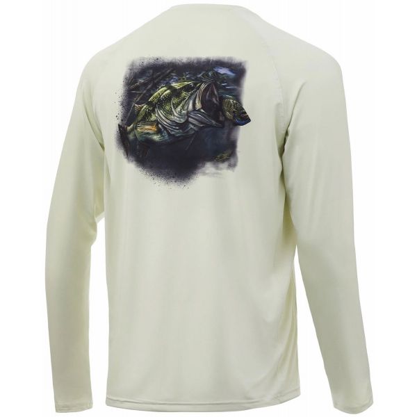 Huk Pursuit Bass and Blue Long Sleeve Shirt - Fog Green - 2XL