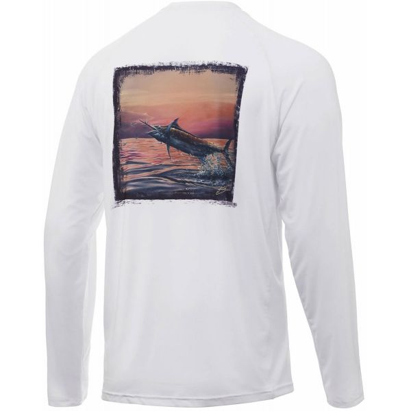 Huk Pursuit Caribbean Missile Long Sleeve Shirt - White - 3X-Large