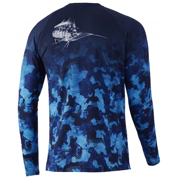 Huk Refraction Fish Fade Long Sleeve Shirt - San Sal - Large