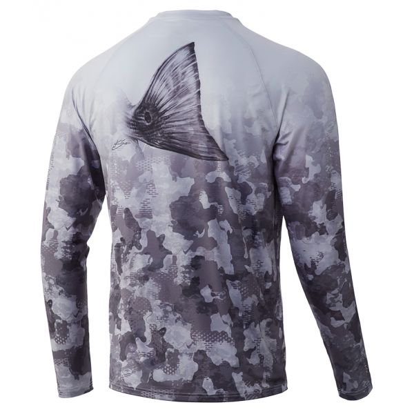 Huk Refraction Fish Fade Long Sleeve Shirt - Storm - Large