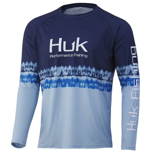 Huk Salt Stripe Pursuit Long Sleeve Shirt - Deep Ocean Blue - 2X-Large