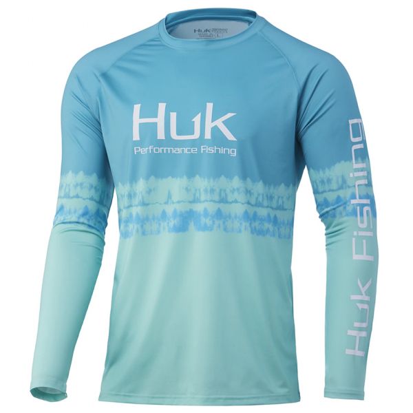 Huk Salt Stripe Pursuit Long Sleeve Shirt - Porcelain Blue - 2X-Large