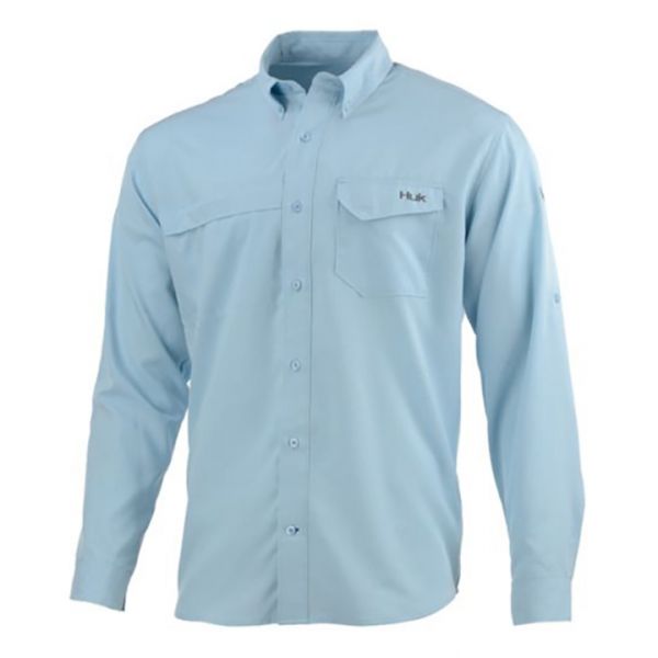 Huk Tide Point Solid Long Sleeve Shirt - Ice Blue - 2X-Large