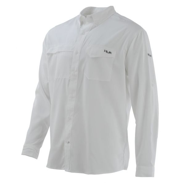 Huk Tide Point Solid Long Sleeve Shirt - White - 2X-Large