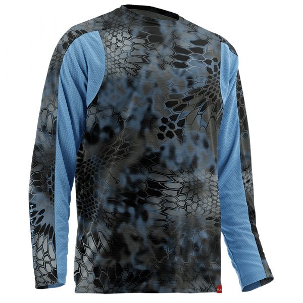 HUK Kryptek Fade Icon Long Sleeve Fishing Shirt - Raglan Crew Neck With Sun Protection