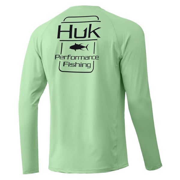 Huk Tuna Badge Pursuit Long Sleeve Shirt - Key Lime - Large