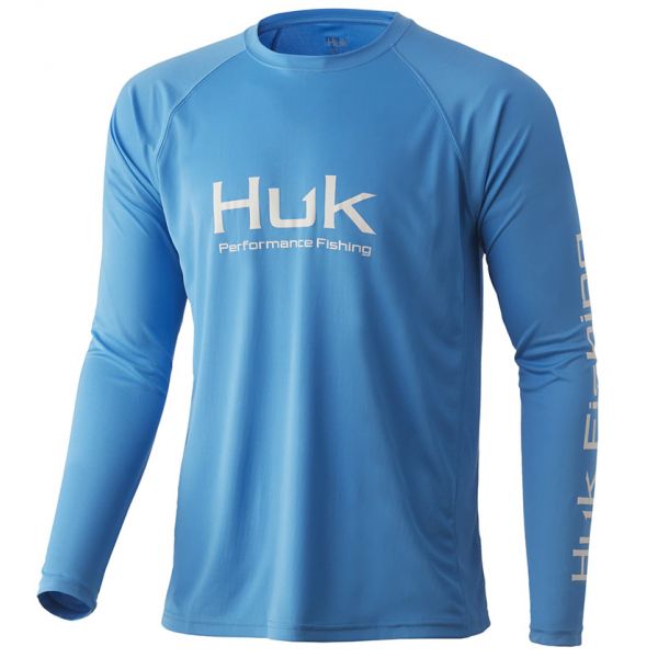 Huk Vented Pursuit Long Sleeve Shirt - Malibu Blue - Large