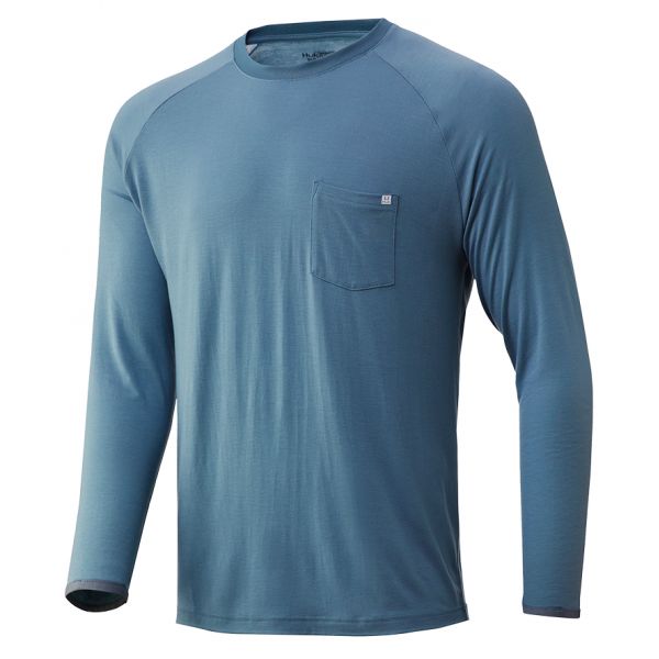 Huk Waypoint Long Sleeve Shirt - Silver/Blue - 2X-Large