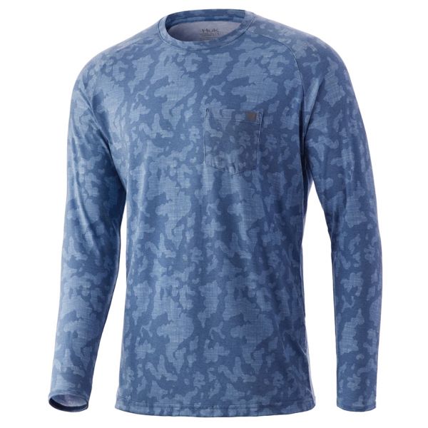 Huk Waypoint Running Lakes Long Sleeve Shirt - Titanium Blue - 3X-Large