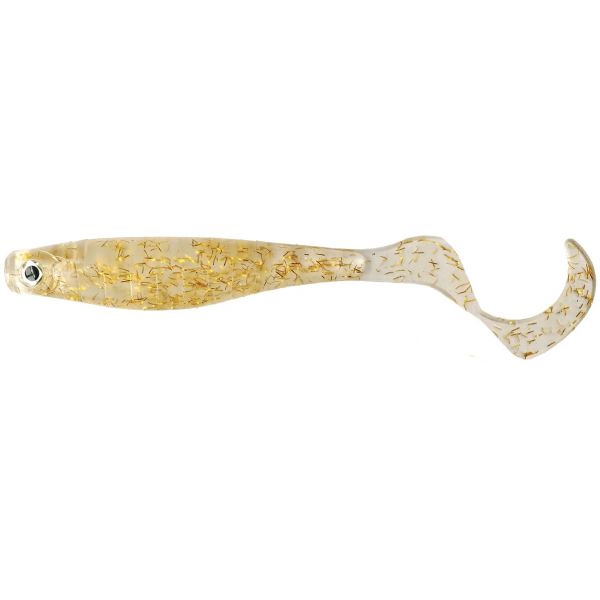 Hyperlastics Curlyminn 6in Topwater - Clear Gold - 3 Pack