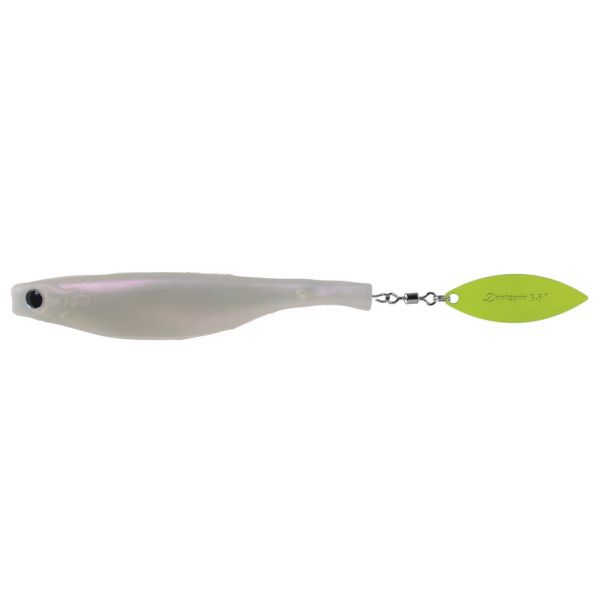 Hyperlastics Dartspin Lure - 3.5in - Solid Pearl/Chartreuse