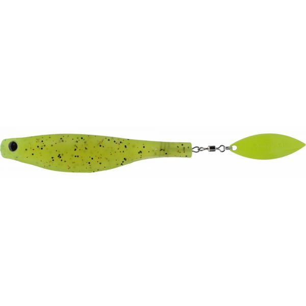 Hyperlastics Dartspin Lure - 4.5in - Double Pepper/Chartreuse