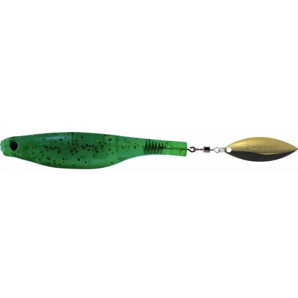 Hyperlastics Dartspin Lure - 4.5in - Green Pepper/Gold