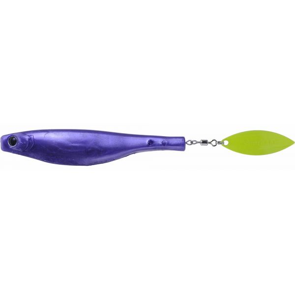 Hyperlastics Dartspin Lure - 4.5in - Purple Pearly/Chartreuse