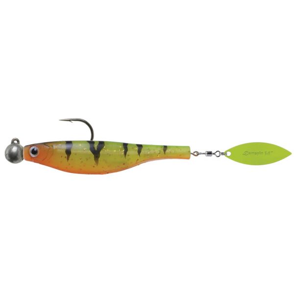 Hyperlastics Dartspin Pro 3.5in Jig Head - Firetiger/Chartreuse