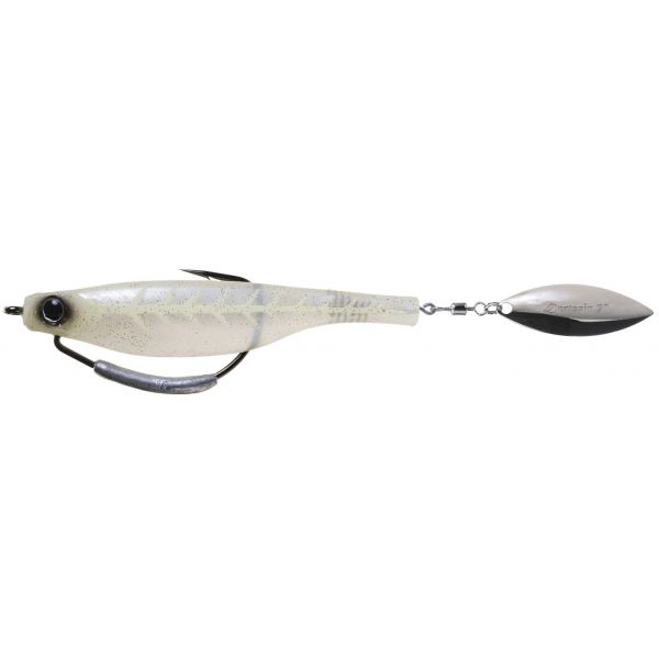 Hyperlastics Dartspin Pro 7in Weedless Lure - White Ghost/Silver