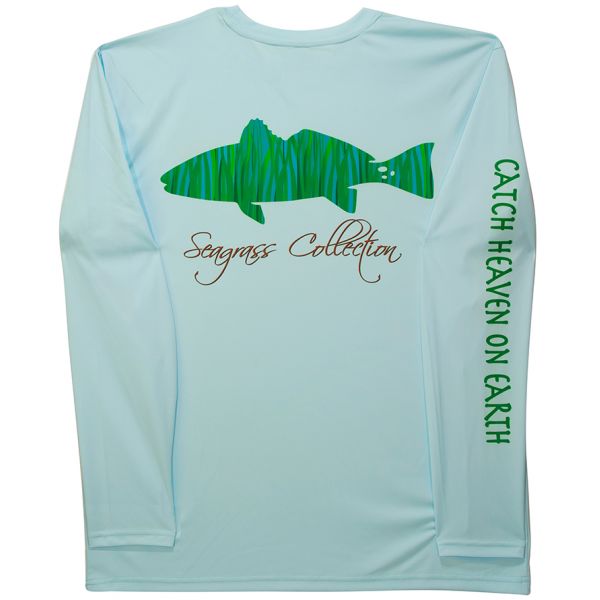 iBig Seagrass Redfish Performance Long Sleeve Shirt - Ice Blue