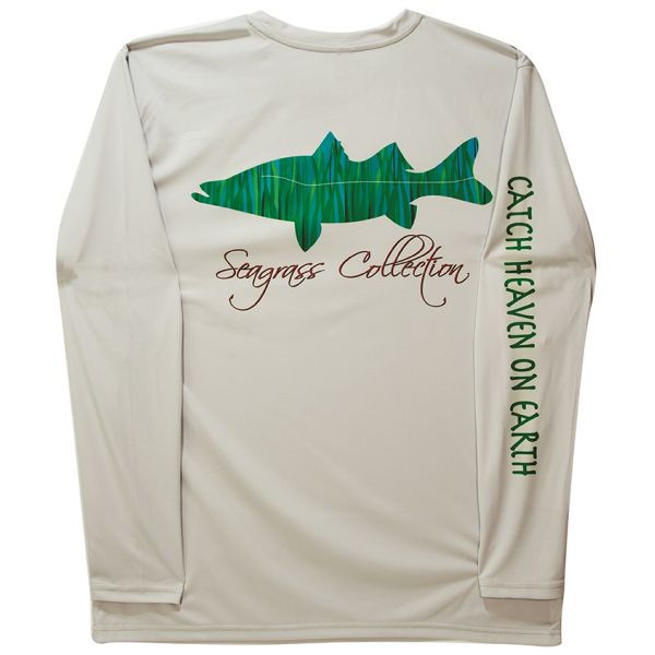 iBig Seagrass Snook Performance Long Sleeve Shirt - Silver - 3X-Large