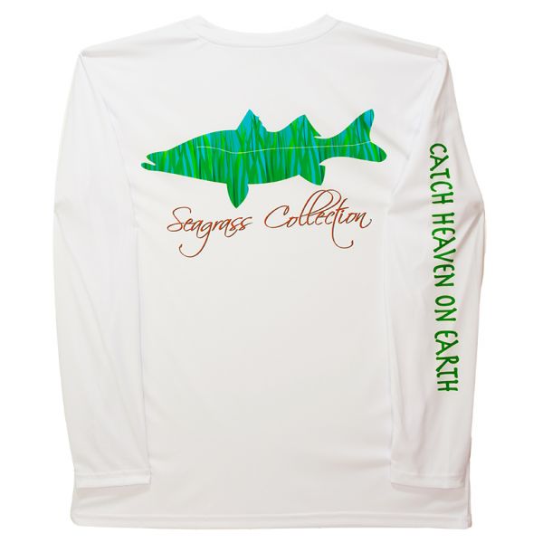 iBig Seagrass Snook Performance Long Sleeve Shirt - White - 2X-Large