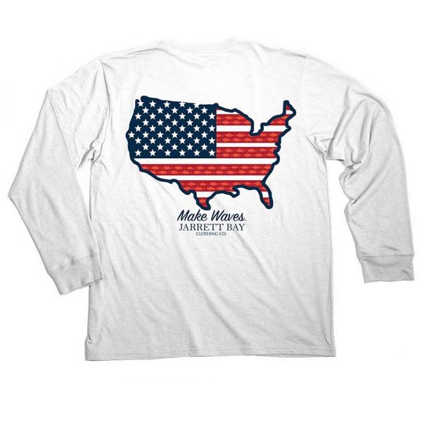 Jarrett Bay US Map Harkers Island Long Sleeve T-Shirt - Small