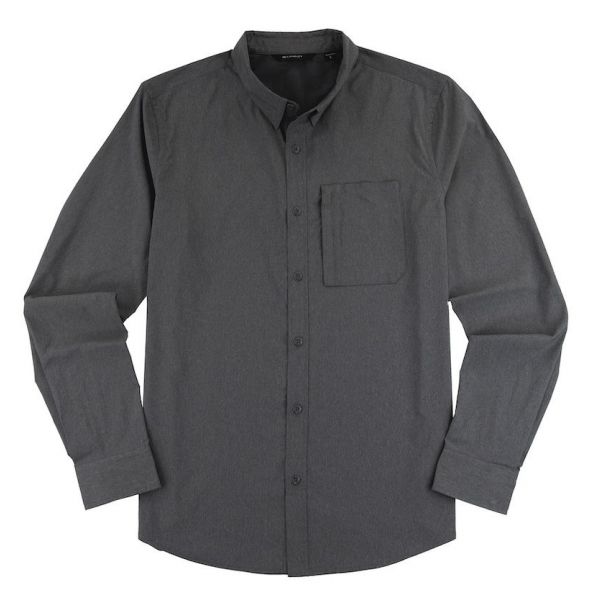 JB Langley Blackwell Long Sleeve Button Down Shirt - Charcoal Heather - 2XL