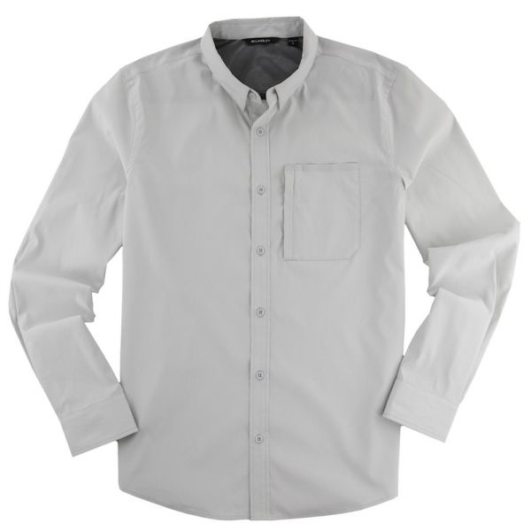 JB Langley Blackwell Long Sleeve Button Down Shirt - Light Grey Heather - 2XL