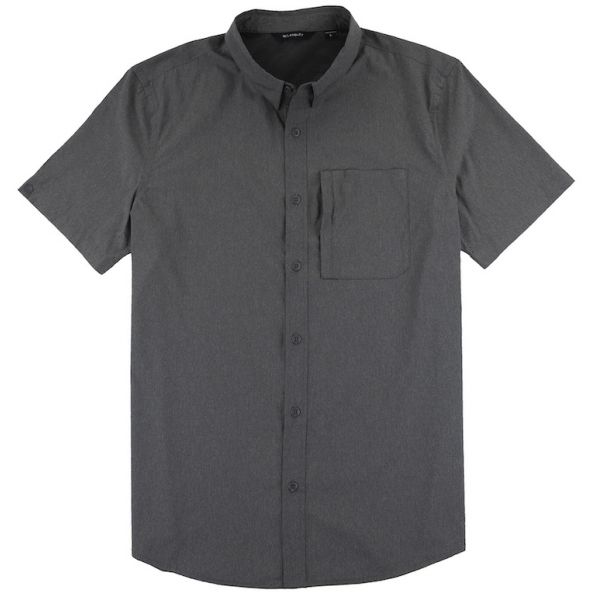 JB Langley Blackwell Short Sleeve Button Down Shirt - Charcoal Heather - 2XL