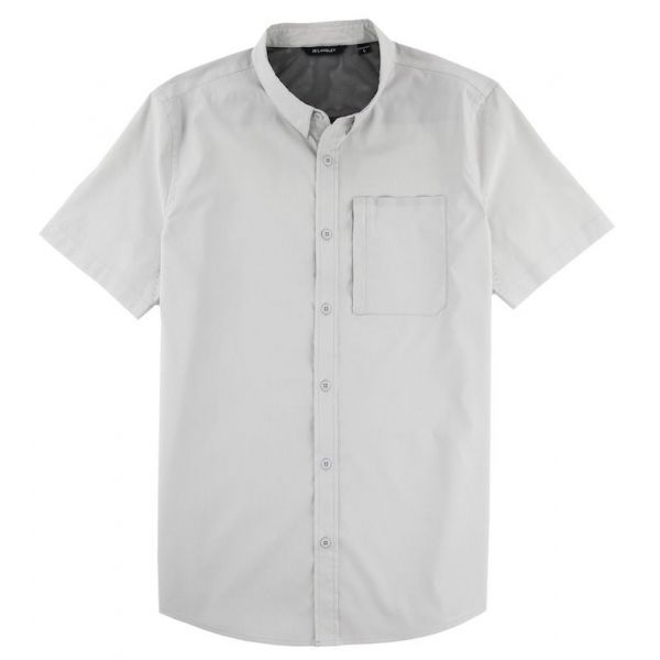 JB Langley Blackwell Short Sleeve Button Down Shirt - Light Grey Heather - 2XL