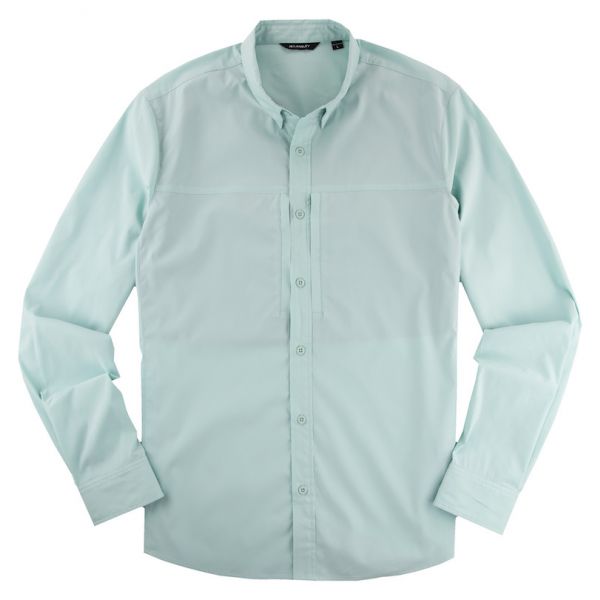 JB Langley Rockwell Long Sleeve Button Down Shirt - Light Blue - 2XL