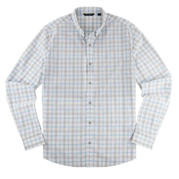 JB Langley Rockwell Long Sleeve Button Down Shirt - Light Blue Plaid - 2XL