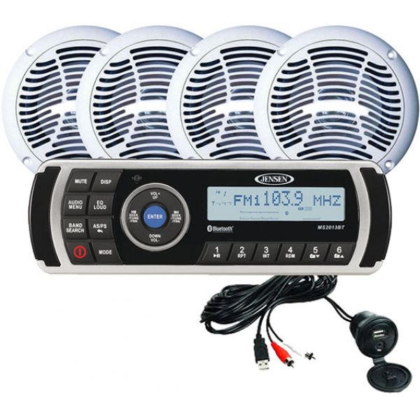 Jensen CPM200 AM/FM/USB Waterproof Bluetooth Stereo Package