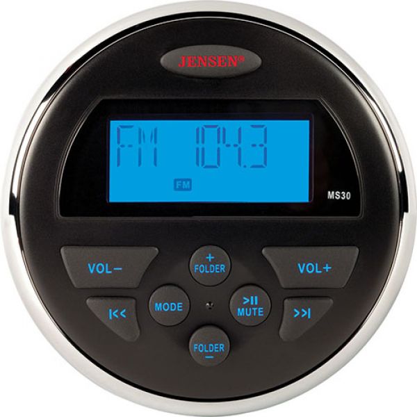 Jensen MS30 AM/FM/USB Compact Waterproof Stereo - Blue Backlight