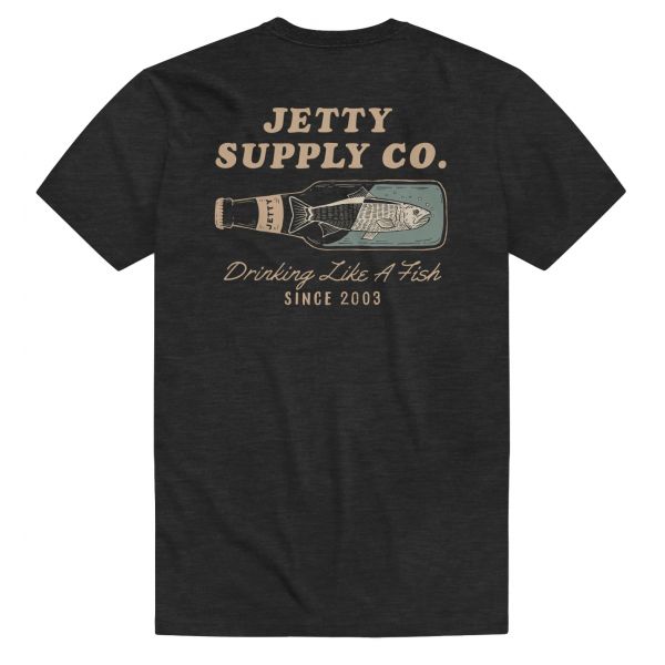 Jetty Drinkfish Short Sleeve T-Shirt - Charcoal - 2X-Large