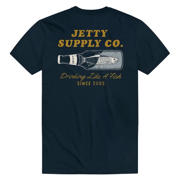 Jetty Drinkfish Short Sleeve T-Shirt - Navy - Large