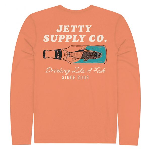 Jetty Drinkfish UV Long Sleeve T-Shirt - Coral - 2X-Large