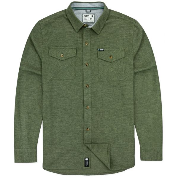 Jetty Essex Twill Shirt - Olive - Large