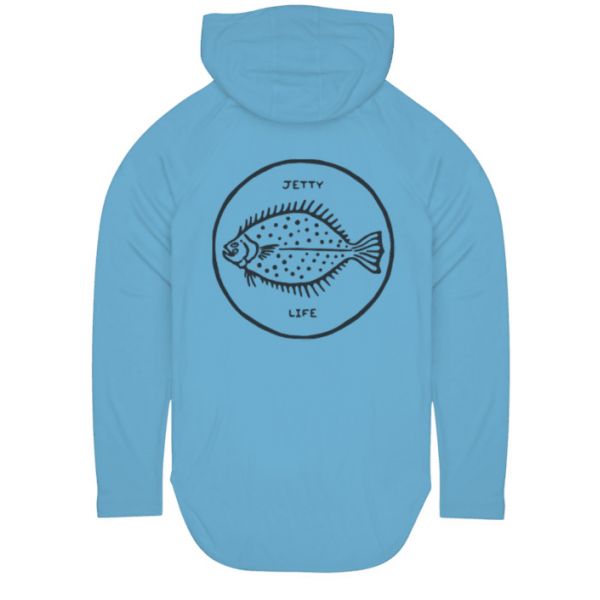 Jetty Flounder UV Hoodie - Light Blue - 2X-Large