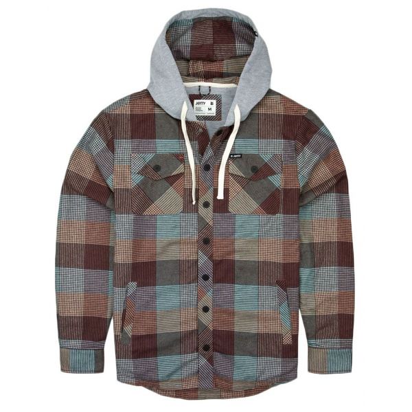 Jetty Mayfly Hooded Flannel Jacket - Rust - 2XL