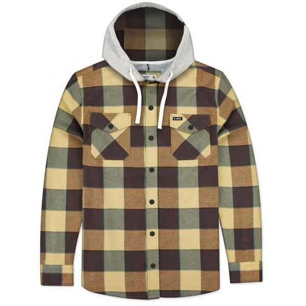 Jetty Mayfly Hooded Flannel Jacket - Brown - Large