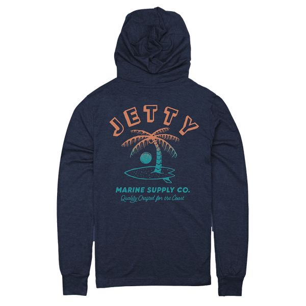 Jetty Stringer Long Sleeve Hooded Shirt - Navy - Large