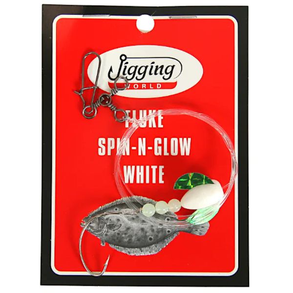 Jigging World Fluke Rigs - Spin & Glow - White