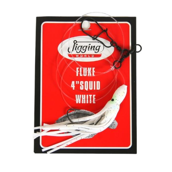 Jigging World Fluke Rig - Squid Teaser - White