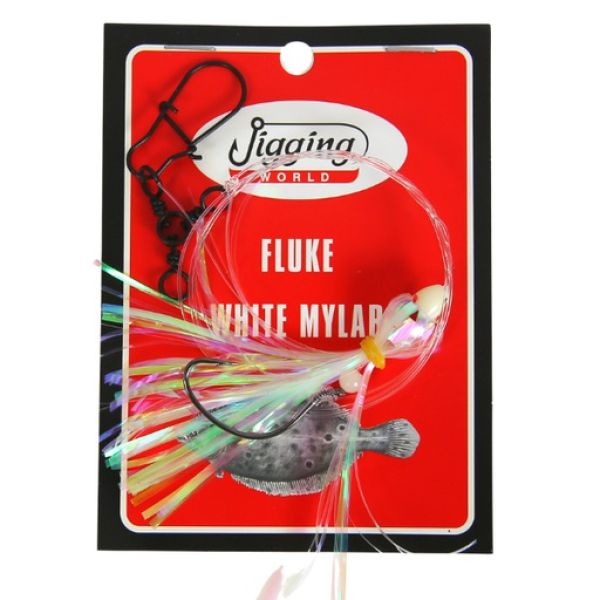 Jigging World Fluke Rig - Mylar - White