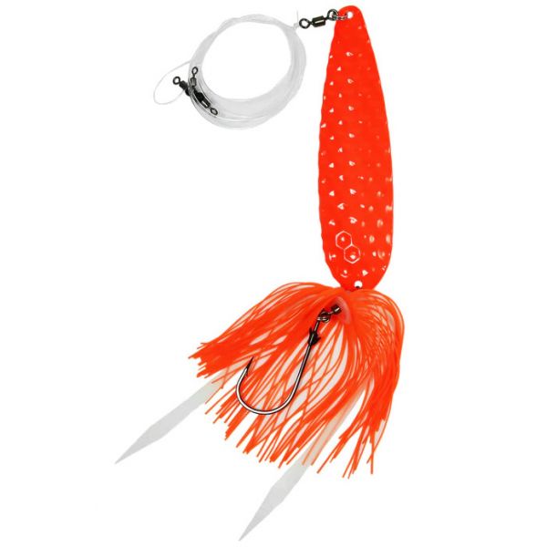 Jigging World Fluke Spoon Rig - 4.5in - Salmon Red