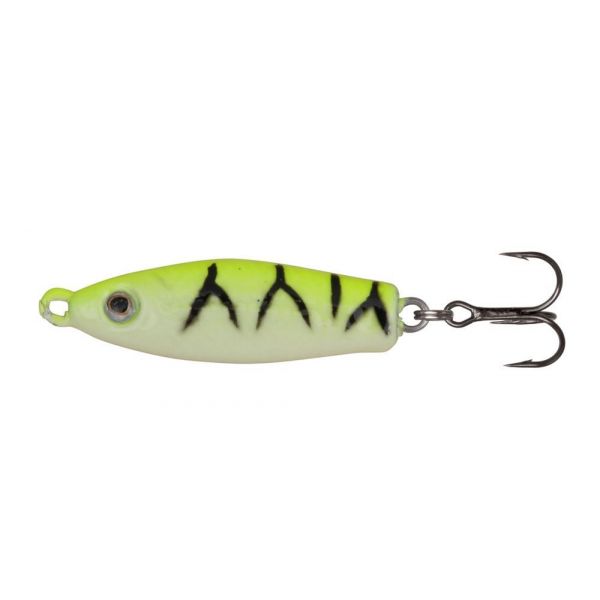 Johnson Rattlin Scout Spoon Ice - 1-3/16in - Chartreuse Glow Tiger