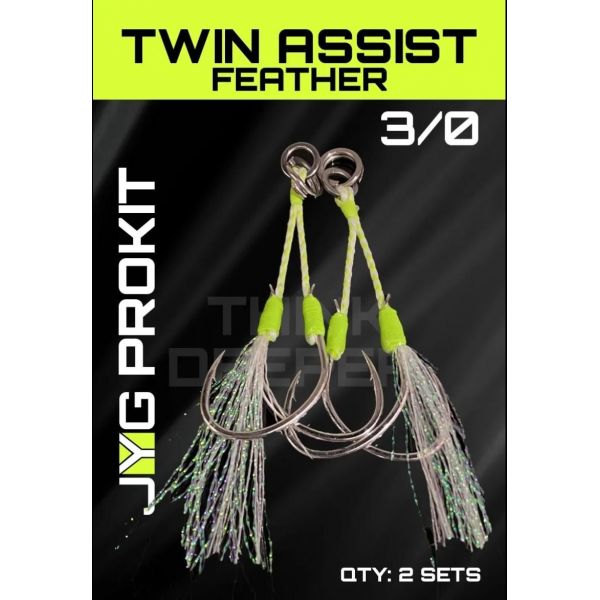 JYG Profishing Feathered Twin Assist Hook - 3/0 - 2 Pack