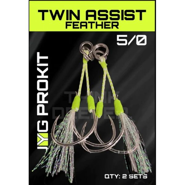 JYG Profishing Feathered Twin Assist Hook - 5/0 - 2 Pack