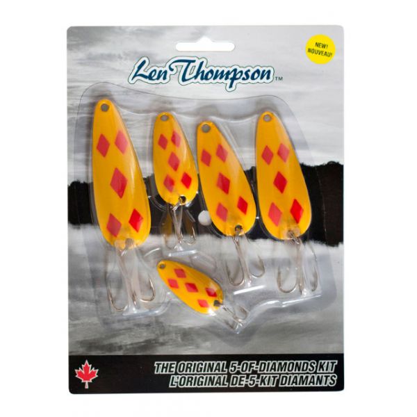 Len Thompson Original 5 piece Lure Kit - Yellow/Red 5 Diamonds